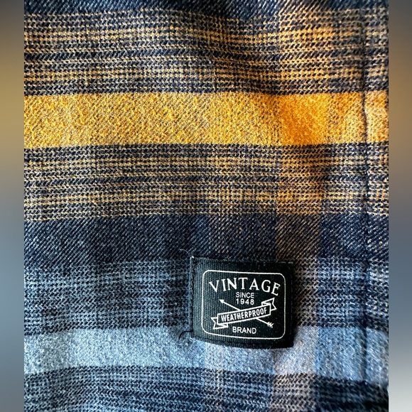 Original Weatherproof WP Men's Flannel Button Down Shirt - Size S - Orange Blue - Picture 4 of 10